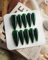 Glowing Forest Long Stiletto press on nails, handmade custom nails by Joyeenails