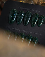 Glowing Forest press-on nails — Forest Green Base, featuring