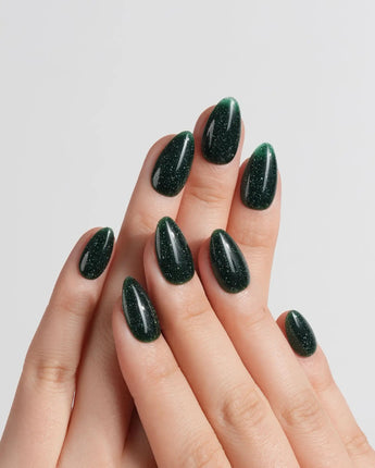 Glowing Forest press-on nails — Forest Green Base, featuring