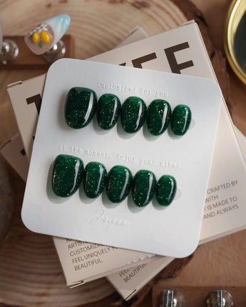 Glowing Forest nails — Forest Green Base, featuring by Joyee Nails