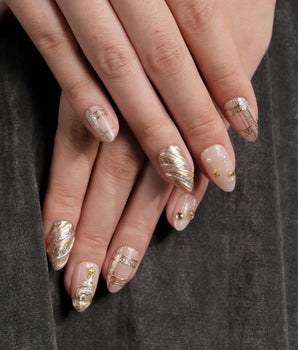 Golden Gift press-on nails — Luxury Champagne Gold Christmas,