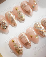 Golden Gift nails — Luxury Champagne Gold Christmas, by Joyee Nails