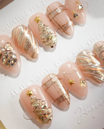 Golden Gift nails — Luxury Champagne Gold Christmas, by Joyee Nails