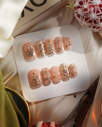 Golden Gift nails — Luxury Champagne Gold Christmas, by Joyee Nails
