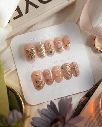 Golden Gift nails — Luxury Champagne Gold Christmas, by Joyee Nails
