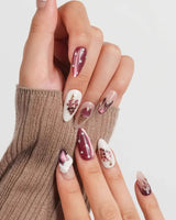 Grape Sorbet custom press-on nails with chrome plum finish and 3D grape details