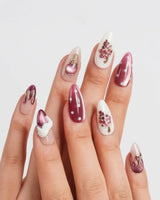 Grape Sorbet medium almond nails with chrome purple shimmer and 3D grape clusters