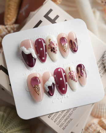 Grape Sorbet glossy purple press-on nails with rose-gold chrome shift