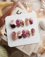 Grape Sorbet grape ice cream press-on nails in short oval shape