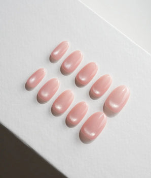 Guava Short Oval with pink non-3d cat eye nails handmade press-on nails - image 2