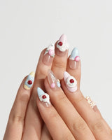 Happy Birthday press-on nails — Sweet Cream Cake, 3D