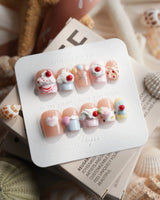 Happy Birthday Extra Short Coffin press on nails, handmade custom nails by Joyeenails