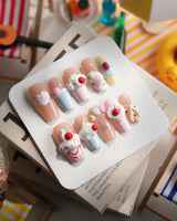 Happy Birthday Medium Coffin press on nails, handmade custom nails by Joyeenails