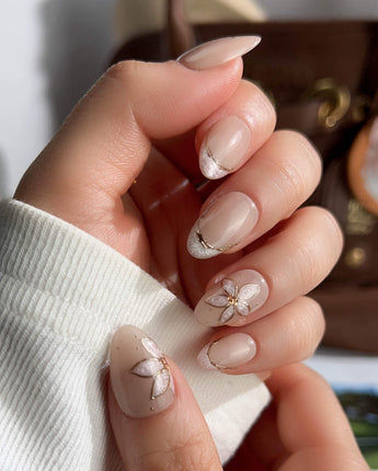 Haze Bloom press-on nails — Elegant Nude Pink, Embossed