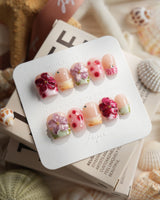 Hibiscus — Burning Hour Extra Short Coffin press on nails, handmade custom nails by Joyeenails