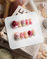 Hibiscus — Burning Hour Extra Short Square press on nails, handmade custom nails by Joyeenails