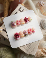 Hibiscus — Burning Hour Extra Short Squoval press on nails, handmade custom nails by Joyeenails