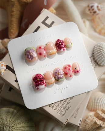 Hibiscus — Burning Hour Extra Short Squoval press on nails, handmade custom nails by Joyeenails