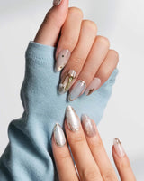 High Tea custom afternoon tea nails with sculpted gold charms and refined mint tones