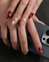 Sweet Bite nails — Deep Red & Nude by Joyee Nails
