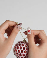 Holiday Party press-on nails — pearl nude cat eye snowflake bow silver glitter soft sheen handmade nail art by Joyee Nails