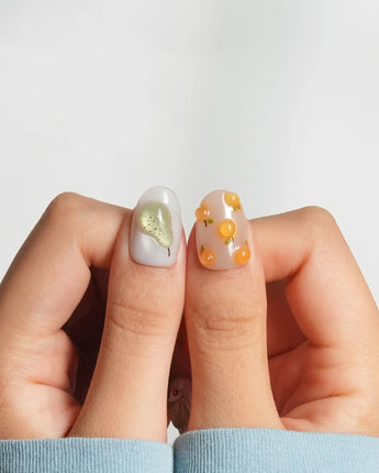 Iced Punch handmade summer fruit punch nails with sculpted citrus and pear details