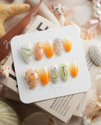 Iced Punch cocktail press-on nails in extra short almond shape