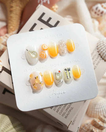 Iced Punch cocktail press-on nails in extra short oval shape