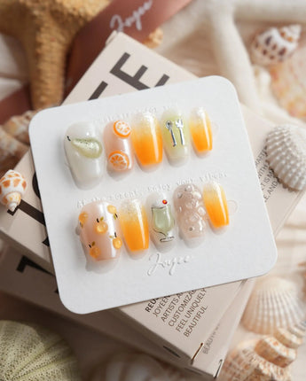 Iced Punch cocktail press-on nails in short coffin shape