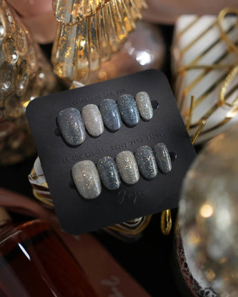 Icy Fog press-on nails — Space Gray & Aurora