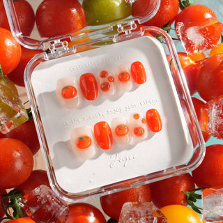 Icy Tomato press-on nails by Joyee Nails