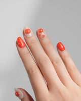 Icy Tomato clear orange-red press-on nails with 3D tomato charms