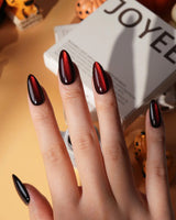 Inferno spotlight cat eye press on nails, near-black red with a long bright red magnetic glow - image 4