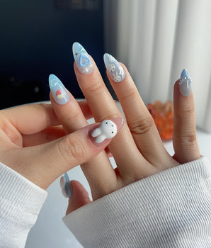 MIFFY XOXO press-on nail set — cute nails miffy design, hand-painted with real gel polish
