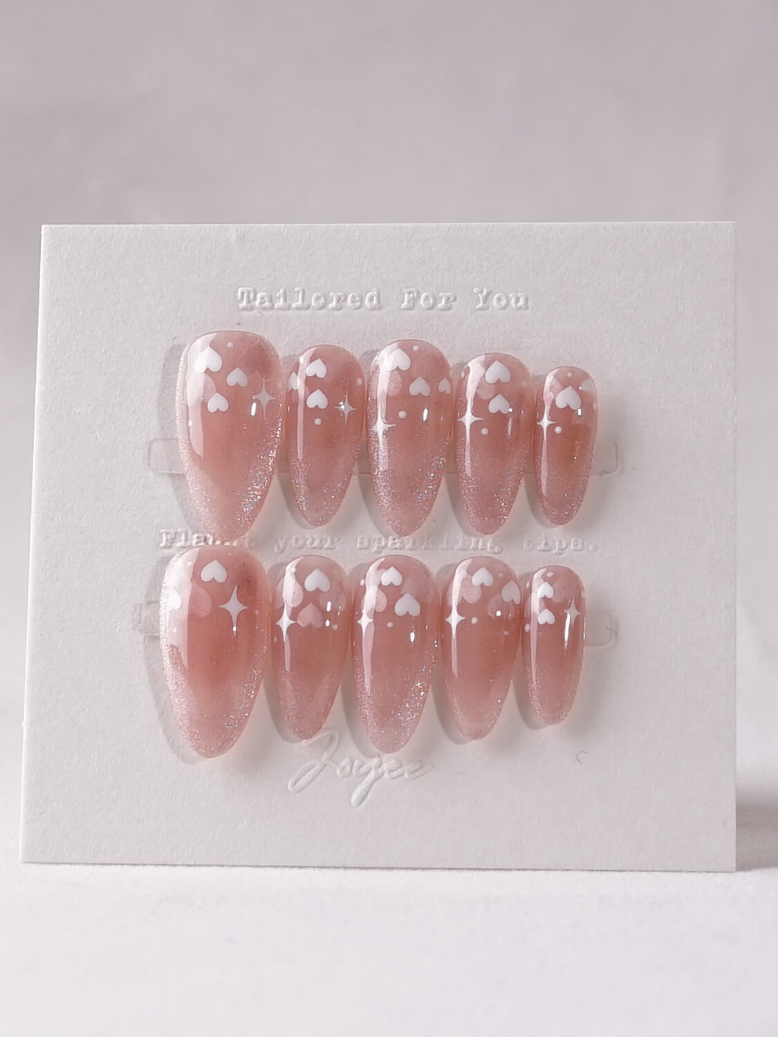 Pink Cat-eye Medium Almond Nails