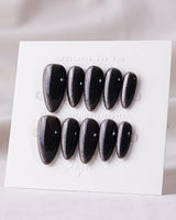 Black Cat-eye press-on nails — black cat eye handmade nail art by Joyee Nails