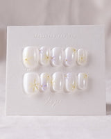Garden Party press-on nails — minimal floral french tip handmade nail art by Joyee Nails