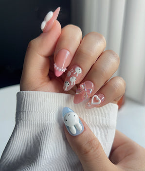MIFFY XOXO handmade press-on nails featuring cute nails miffy