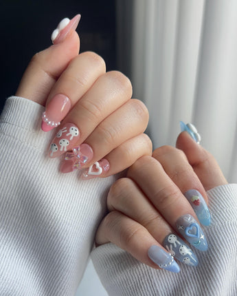 MIFFY XOXO nail art close-up showing cute nails miffy details