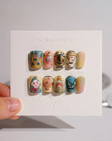 Fairytale at Fingertips press-on nail set — Fairytale cartoon nails design, hand-painted with real gel polish