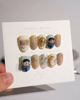 Monet & Les nymphéas press-on nail set — Monet & Les nymphéas -3d nails design, hand-painted with real gel polish