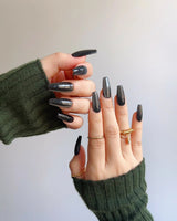 Black Cat-eye press-on nails — black cat eye handmade nail art by Joyee Nails
