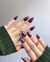 Grape Color Cat-eye press-on nails — purple cat eye nails handmade nail art by Joyee Nails