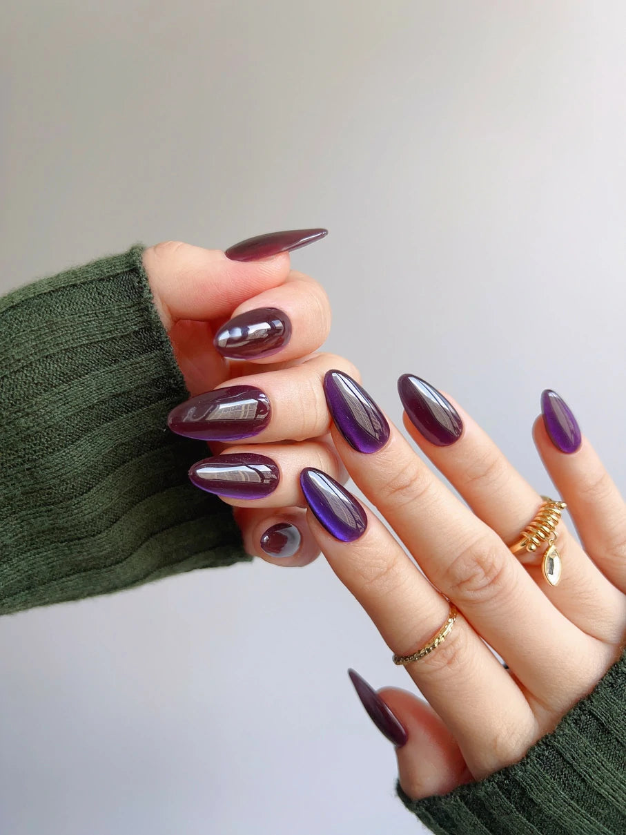 Purple  Short Almond Nails Amber