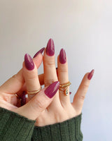 Rose Brew press-on nails — Maroon cat eye nails handmade nail art by Joyee Nails