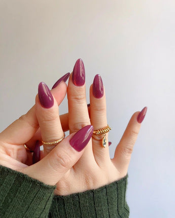 Rose Brew press-on nails — Maroon cat eye nails handmade nail art by Joyee Nails