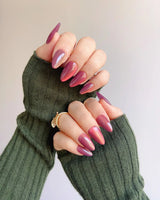 Rose Brew press-on nails — Maroon cat eye nails handmade nail art by Joyee Nails