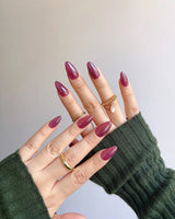 Rose Brew press-on nails — Maroon cat eye nails handmade nail art by Joyee Nails