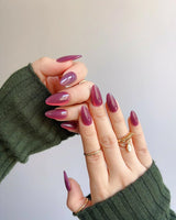 Rose Brew press-on nails — Maroon cat eye nails handmade nail art by Joyee Nails