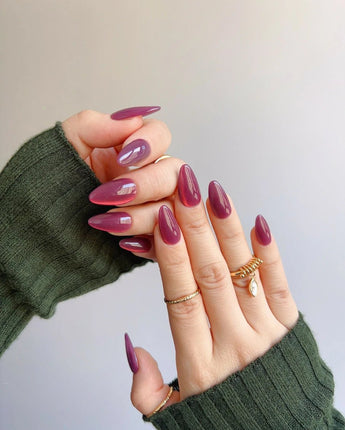 Rose Brew press-on nails — Maroon cat eye nails handmade nail art by Joyee Nails